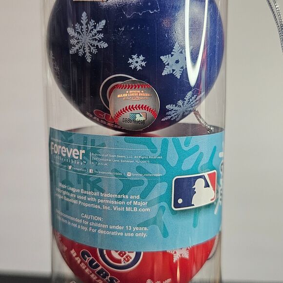 New Chicago Cubs Shatterproof Christmas Ornaments Set of 5 Blue Red Snowflakes - Picture 4 of 4